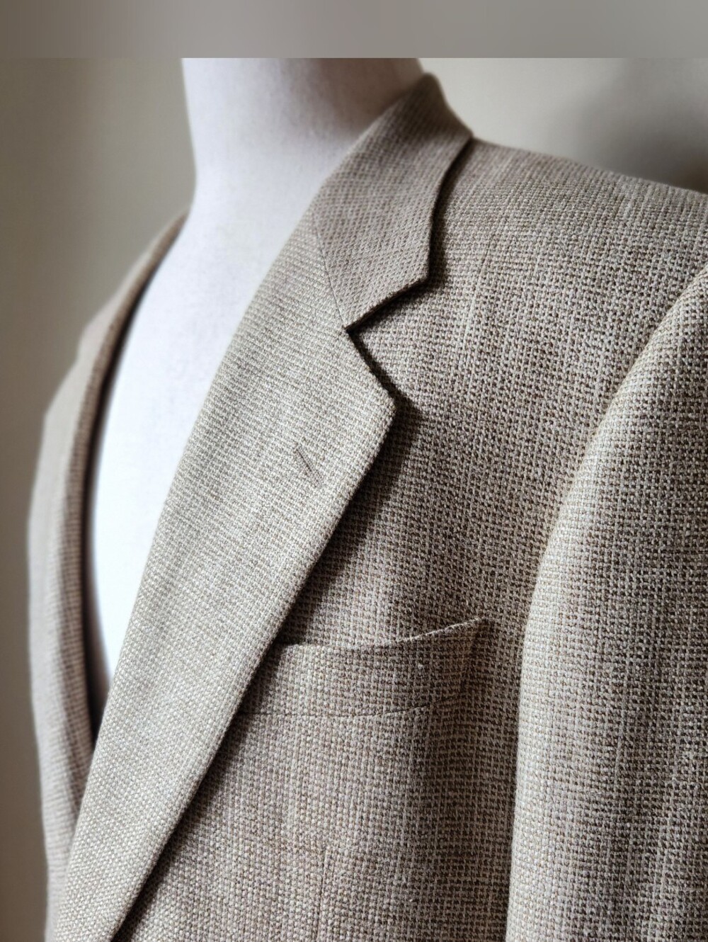 Samuelsohn J Brandon Clothier Beige Basketweave Sport Coat Blazer Mens 42R